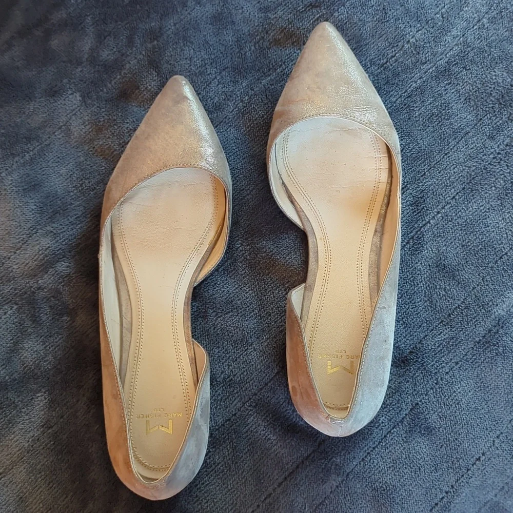 Marc Fisher Pointed Toe D'Orsay Flats in Beige